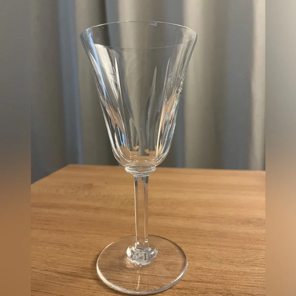 St Louis crystal tall water glass, Cerdagne pattern - signed